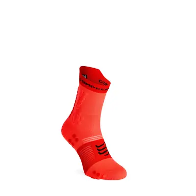 Compressport Pro Racing Socks v4.0 Trail Futózokni - fluo red/black