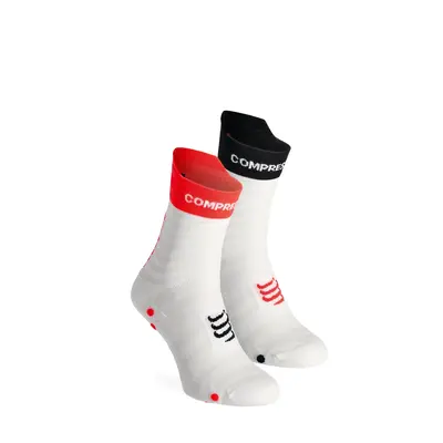 Compressport Pro Racing v4.0 UL Run High Futózokni - white/fluo red/black