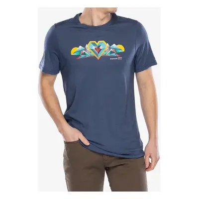 Smartwool Geo Peaks Active Short Sleeve Graphic Tee Nyomtatott póló - nightfall blue