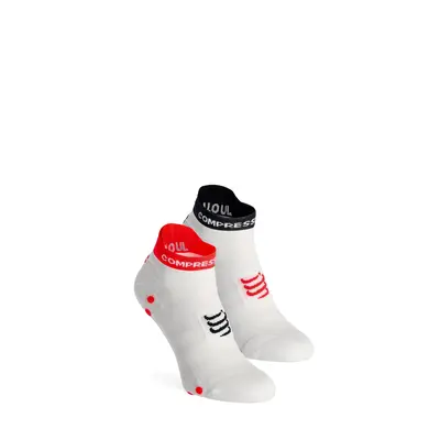 Compressport Pro Racing Socks v4.0 UL Run Low Futózokni - white/fluo red/black