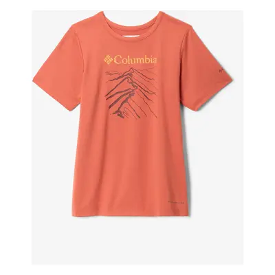 Columbia Tech Trail Short Sleeve Graphic Shirt Póló fiúknak - tuscan/ridge line life