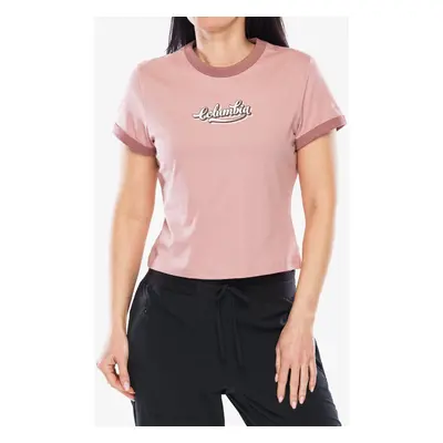 Columbia Rolling Bend Graphic Ringer Tee Női pamutpóló - eraser pink/elevated script