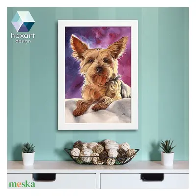 Yorkshire terrier / Yorkie portré 02 - akril festményről készült nyomat / reprodukció