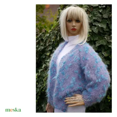 "SZONJA" MOHAIR BOMBER - exkluzív mohair kézzel kötött kardigán, pulóver / pamacsos