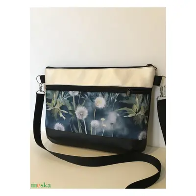 Crossbody pitypang mintás kék-arany textilbőr