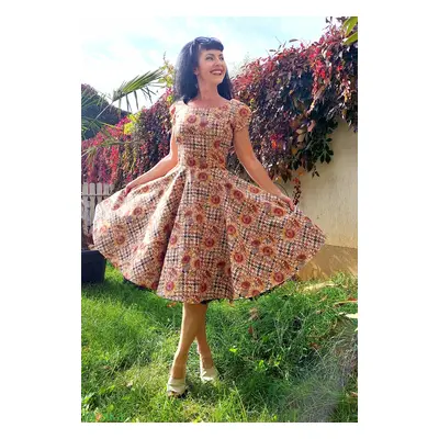 Pinup Rockabilly ruha napraforgó mintás virágos