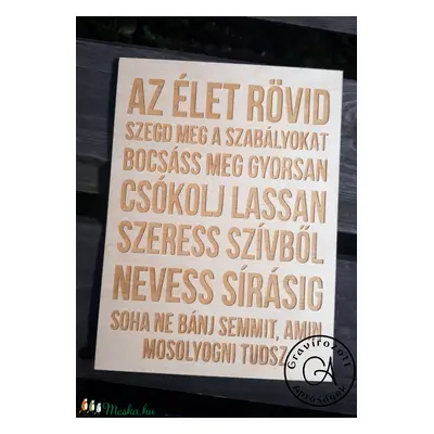 Az élet rövid - tábla