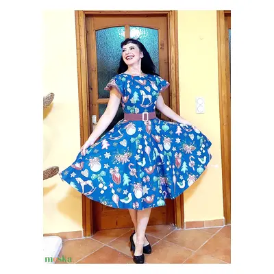 Pinup Rockabilly ruha, karácsonyi mintás