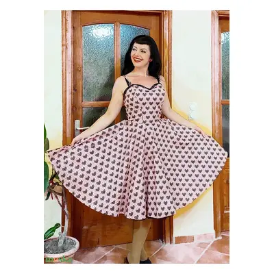 Pinup Rockabilly ruha szív mintás piros kockás alapon