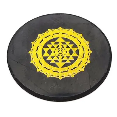 Shungit korong sri yantra arany matricás 50mm