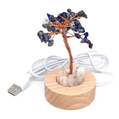 Lámpa fa talpas USB lapis lazuli hegyi életfa 6cm