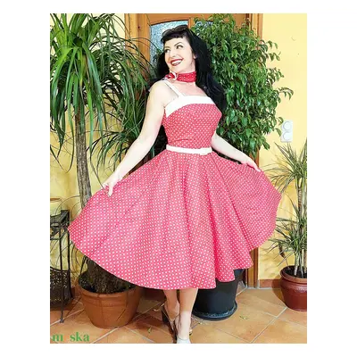 Pinup Rockabilly ruha piros pöttyös