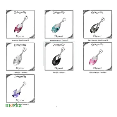 Swarovski csepp medál, 925-ös sterling ezüst kapoccsal SSZE-SW6565-M22