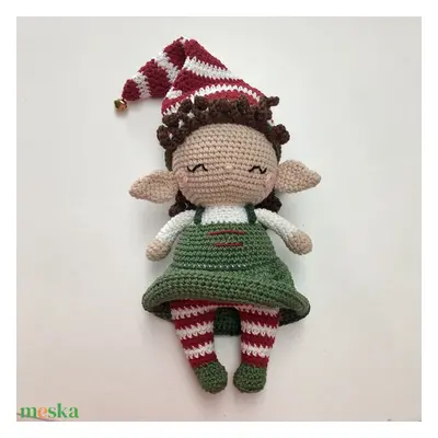 Karácsonyi manó lány - amigurumi