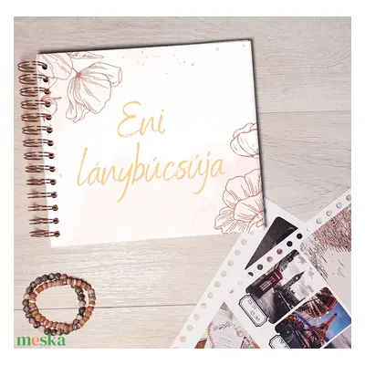 Lánybúcsús emlékkönyv, fotóalbum, napló, Scrapbook (pipacs virág) - névre szóló