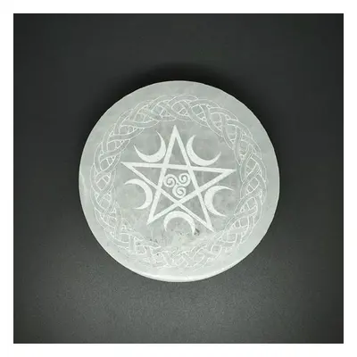 Szelenit korong kelta pentagram 10cm