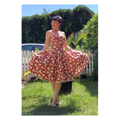 Pinup Rockabilly ruha, dinnye mintás