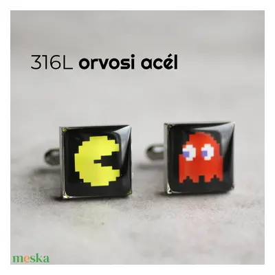 Pac Man nemesacél mandzsettagombok