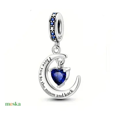 I love you to the Moon and back - ezüst függő charm