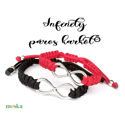 INFINITY BLACK-RED kabala makramé páros karkötő