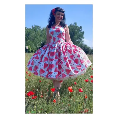 Pinup Rockabilly ruha, dinnye mintás