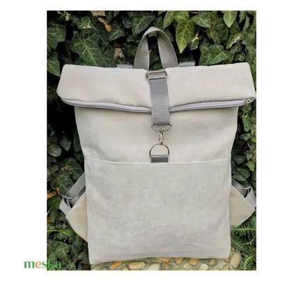 RE'A dizájn Gray Plush rolltop hátizsák – S/M közötti méret