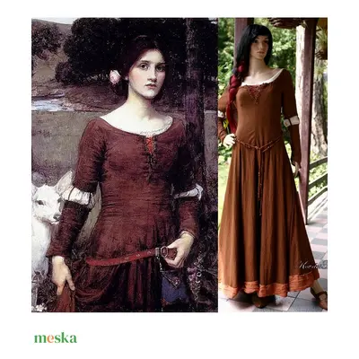 "LADY CLARE" kirtle replika - gótikus design ruha Waterhouse festménye nyomán