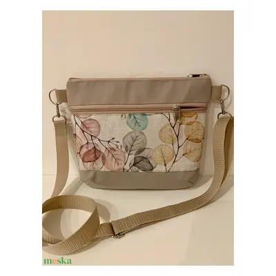 Crossbody levél mintás beige vászon