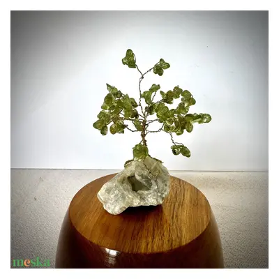 Mini Bonsai Kistály Ékszerfa szerencsefa, életfa, pénzfa, kristályfa peridot kvarc kövekből drág