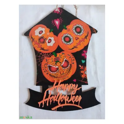 Vidám tökök halloweeni ajtódísz