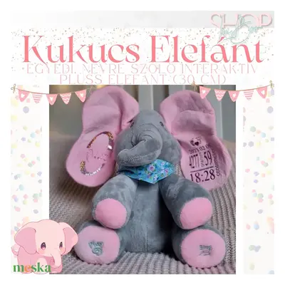 Kukucs Elefánt - Interaktív emlékőr plüss elefánt (30 cm)