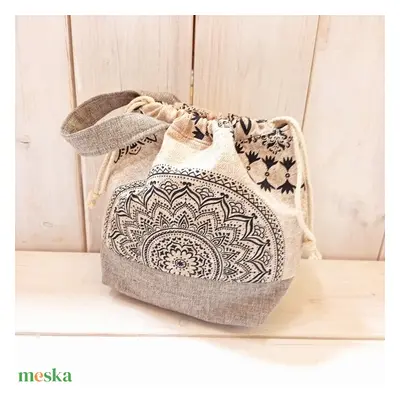 Project bag - Beige, mandala mintás