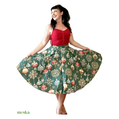 Pinup Rockabilly szoknya Vintage retro karácsonyi mintás