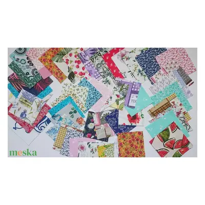 100 db Növény mintás patchwork 10x10 8x8 cm pamutvászon csomag NV2