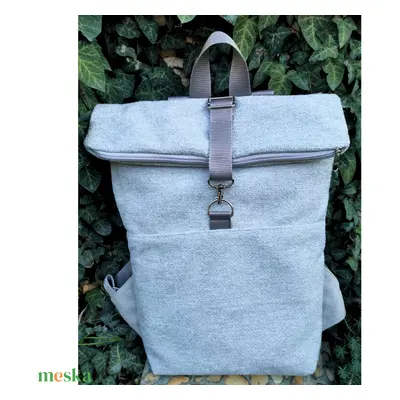 RE'A dizájn Ashy-gray rolltop hátizsák – M méret