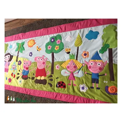 patchwork falvédő,takaró, Dóra, Lili hercegnő, Benő manó, Peppa malac,