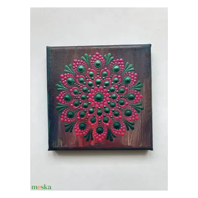 Türkiz-magenta pontozott mandala