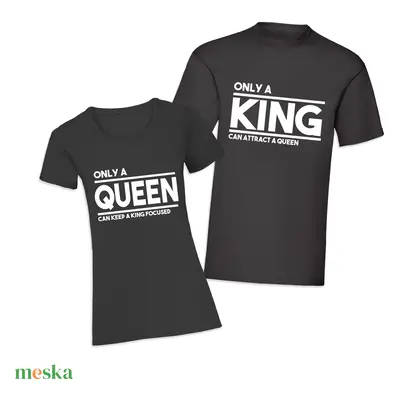 Páros mintás póló, pulóver King - Queen