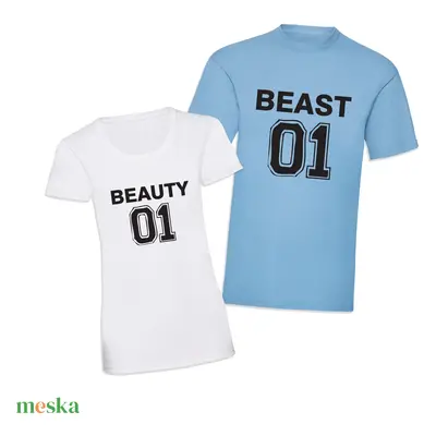 Páros mintás póló, pulóver Beauty - Beast