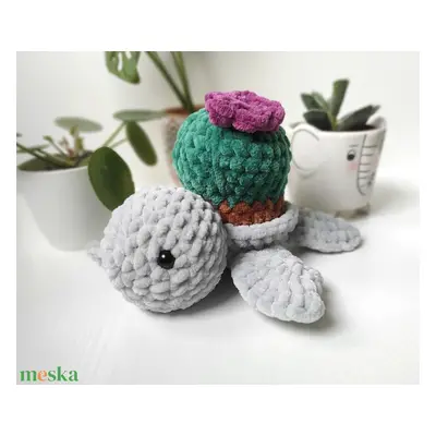 Kaktusz teknős amigurumi horgolt plüss