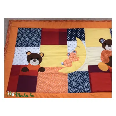 Patchwork retro macis takaró, falvédőnek is megfelel