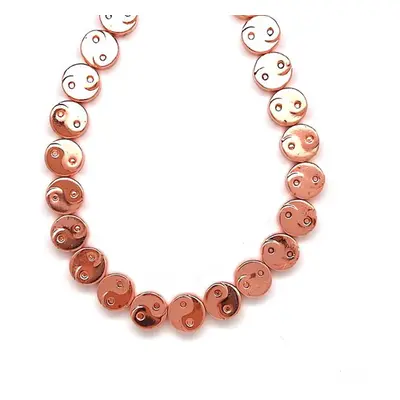 Hematite szin rose gold yin yang korong 10mm