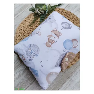 Utazó pelenkatartó táska "Elefánt, róka, koala lufival" - beige pöttyös UNISEX