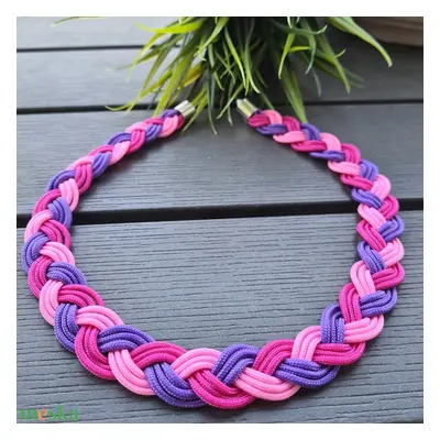 Lila - pink - magenta fonott paracord nyaklánc