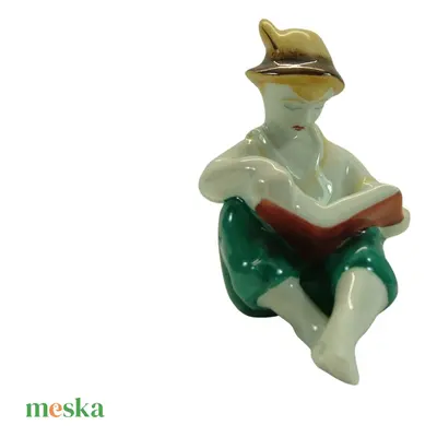 Hollóházi vintage porcelán, Mid century porcelán fiú szobor, vintage porcelán dekoráció, Hollóhá