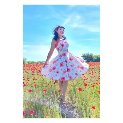 Pinup Rockabilly ruha, pipacs mintás