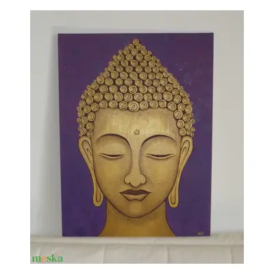 Arany Buddha - egyedi akril festmény, falikép 30x40