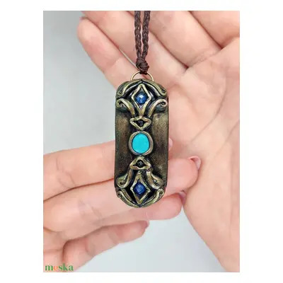 Vajra amulett türkiz, turmalin és kianit ásvánnyal