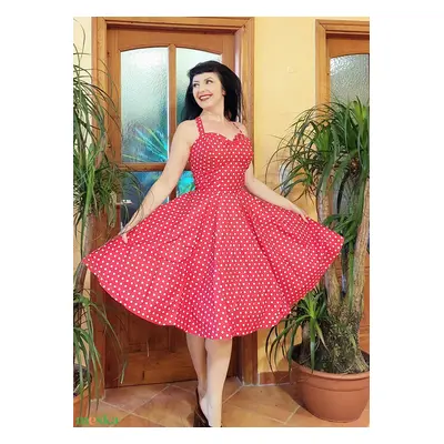 Pinup Rockabilly ruha piros pöttyös