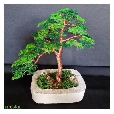 Zöld-sötétzöld drót bonsai